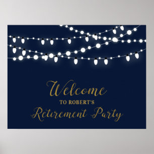 Gold & Navy Retirement Party Welcome Sign