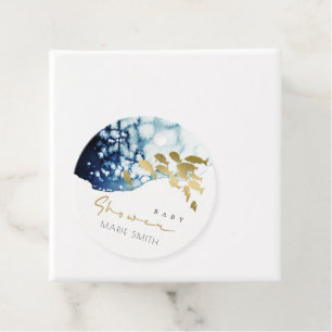 GOLD NAVY UNDERWATER SEA FISH BABY SHOWER FAVOUR TAGS
