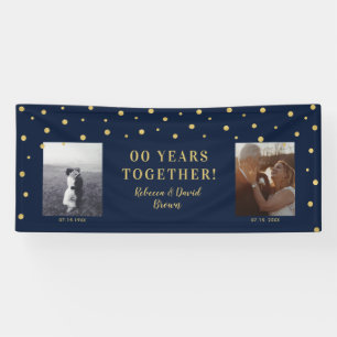 Gold & Navy   Wedding Anniversary Party Banner