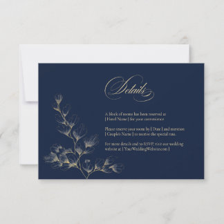 Gold & Navy Wedding Details Card