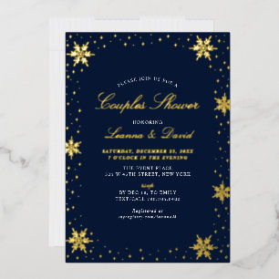 Gold & Navy Winter Snow Couples Wedding Shower