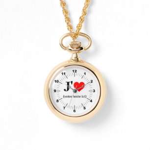 Gold Necklace Watch - Custom I Heart