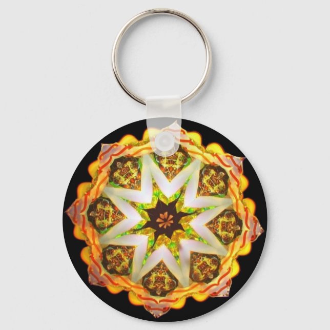 Gold Neon Kaleido-Star Key Ring (Front)