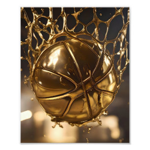Gold Netball In A Gold Netball Net, Photo Print