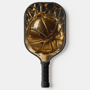 Gold Netball In A Gold Netball Net, Pickleball Paddle