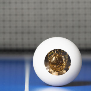 Gold Netball In A Gold Netball Net, Ping Pong Ball