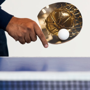 Gold Netball In A Gold Netball Net, Ping Pong Paddle