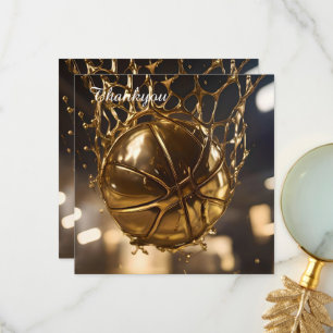 Gold Netball In A Gold Netball Net, Thank You Card