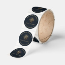Gold Neutral Elegant Round Branding Thank You Clas