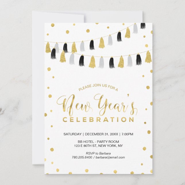 Gold New Years Eve Party, Corporate Holiday Party Invitation (Front)