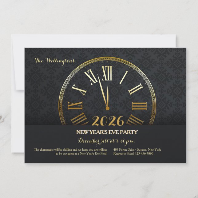 Gold New Year's Party Invitation (2) (Front)