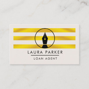 Gold Nib Loan Signing Agent Writer Author Business Business Card