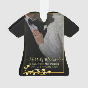 Gold Night Stars Frame Christmas Wedding Photo Ornament