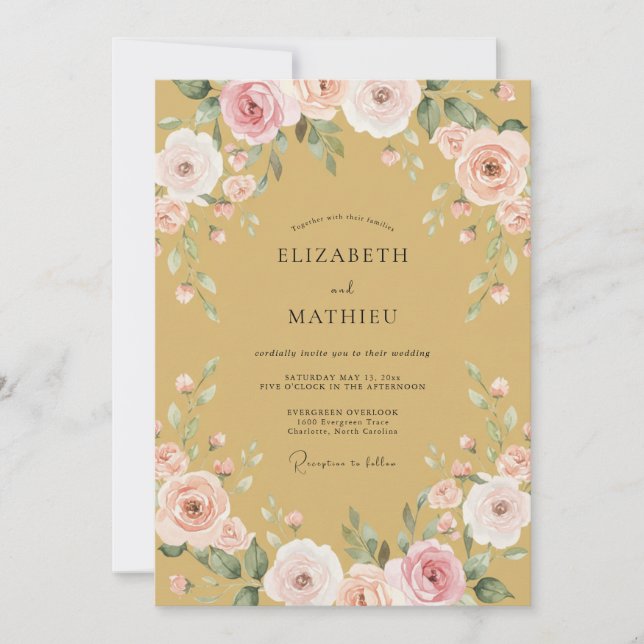 Gold Noble Traditional Wedding Invitation (Front)