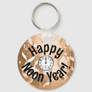 Gold Noon Year's Eve Family Party Keychain