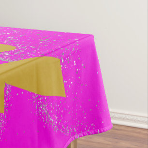 Gold "NOT TODAY!" with Silver Glitter on Pink Tablecloth