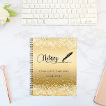 Gold notary loan signing agent glamourous 2024 planner<br><div class="desc">A faux gold looking background,  decorated with a feather pen.  Personalise and add a name and year(s).  Black text: Notary</div>