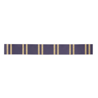 Gold Nugget Stripes on a Navy Blue Background Satin Ribbon