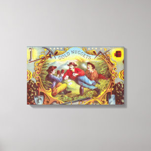 Gold Nuggets Antique Cigar Label  Canvas Print