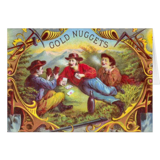 Gold Nuggets: Antique Cigar Label Wild West Art (Front Horizontal)