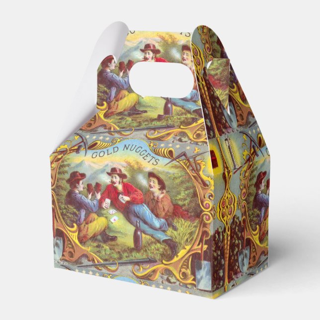 Gold Nuggets: Antique Cigar Label Wild West Art Favour Box (Front Side)