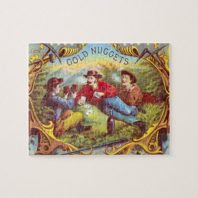 Gold Nuggets: Antique Cigar Label Wild West Art Jigsaw Puzzle (Horizontal)