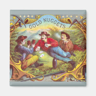 Gold Nuggets: Antique Cigar Label Wild West Art Magnet