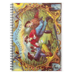 Gold Nuggets: Antique Cigar Label Wild West Art Spiral Notebook
