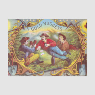 Gold Nuggets: Antique Cigar Label Wild West Art Tissue Paper