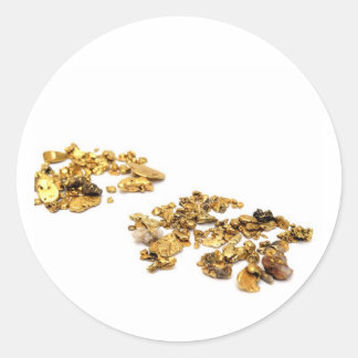 Gold Nuggets On White Classic Round Sticker