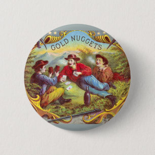 Gold Nuggets Vintage Cigar Label 6 Cm Round Badge