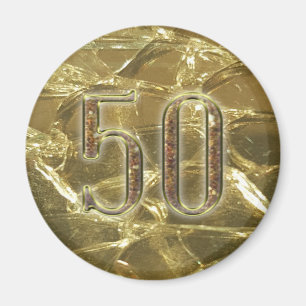 gold number 50 golden lights 50th anniversary magnet