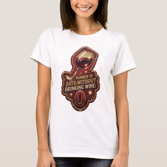 Gold NUMBER OF DAYS WITHOUT DRINKING WINE 0 T-Shirt (Front)