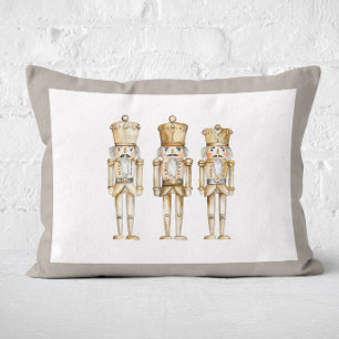 Gold Nutcracker Ballet Christmas Festive Holiday Decorative Cushion