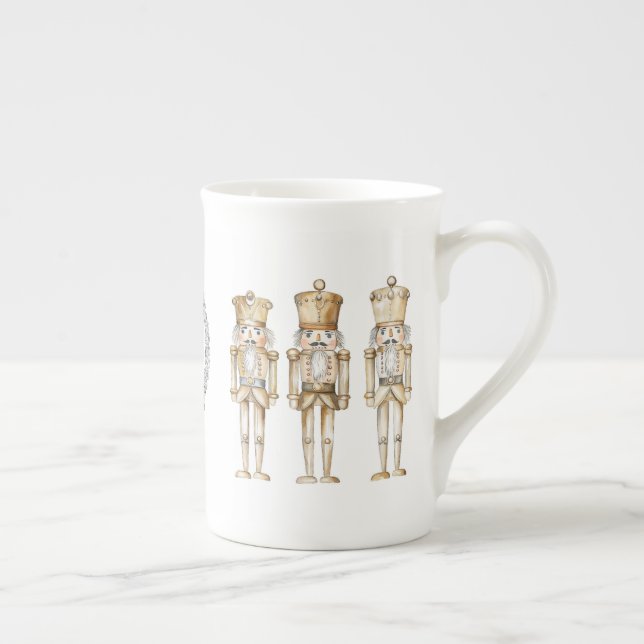 Gold Nutcracker Christmas Bone China Mug (Right)