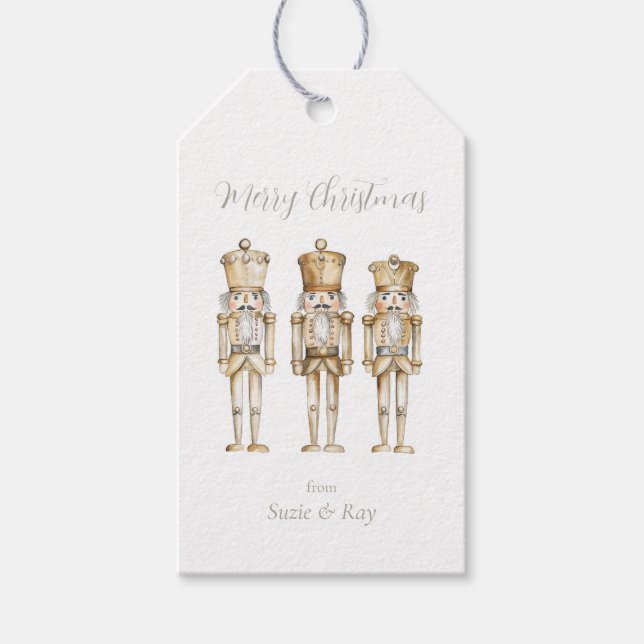 Gold Nutcracker Christmas Gift Tags (Front)