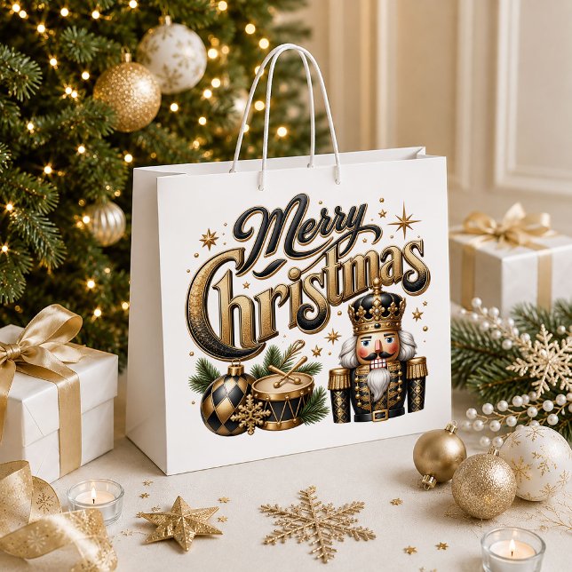 Gold nutcracker luxe christmas gift bag (Gold nutcracker luxe christmas gift bag)