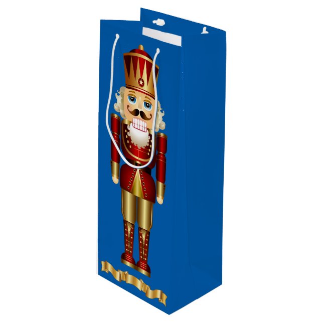 Gold Nutcracker Wine Gift Bag (Front Angled)