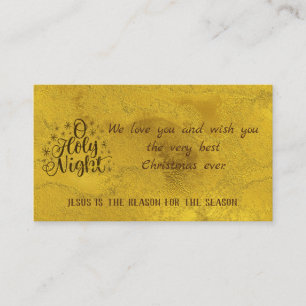 Gold O Holy Night with Message Christmas Enclosure Card