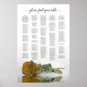 Gold Ochre Rose Alphabetical Wedding Seating Chart