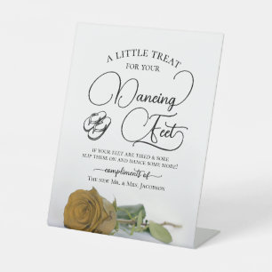 Gold Ochre Rose Dancing Feet Flip Flop Wedding Pedestal Sign