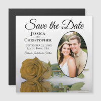 Gold Ochre Rose Wedding Save The Date Photo Magnet