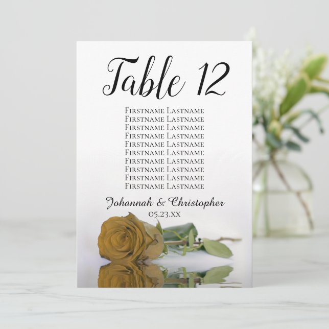 Gold Ochre Rose Wedding Table Seating Chart Large (Standing Front)