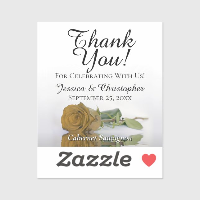 Gold Ochre Rose Wedding Thanks Mini Bottle Label (Sheet)