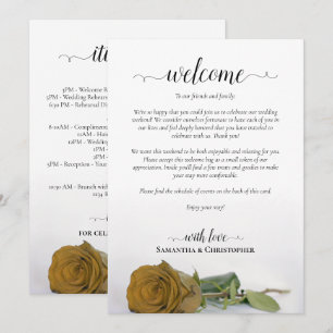 Gold Ochre Rose Wedding Welcome & Itinerary Programme