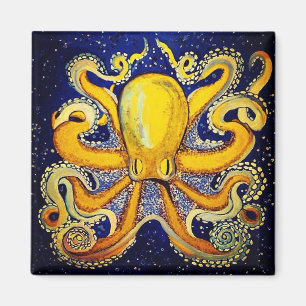 Gold Octopus in Blue Magnet