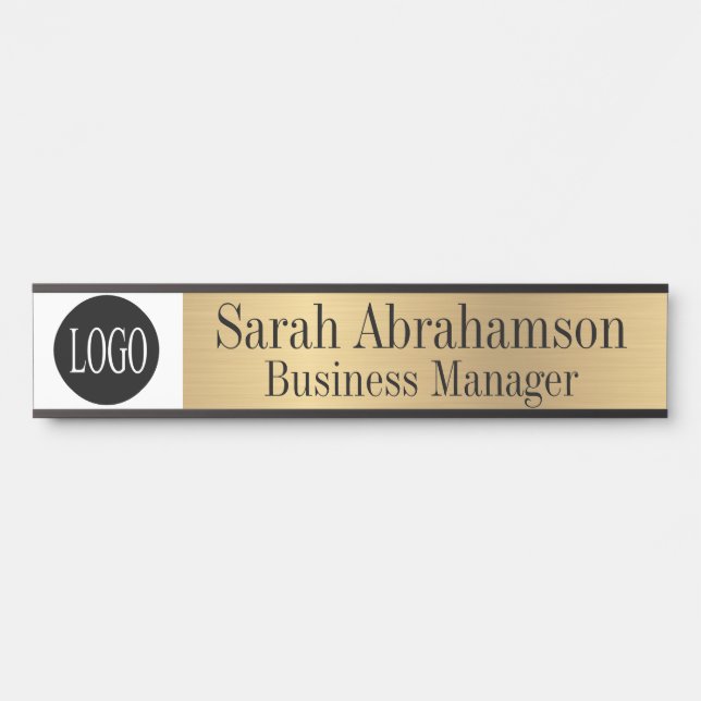 Gold Office Door Sign Long 10" Name Plate (Front)