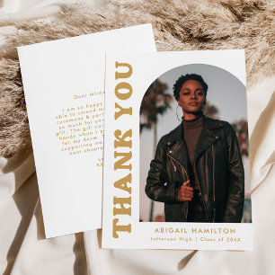 Gold Offset Arch Photo Graduation Thank You Card