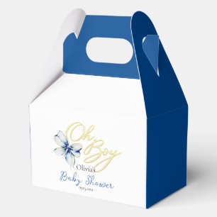 Gold “Oh Boy” Floral Typography Baby Shower Favour Box