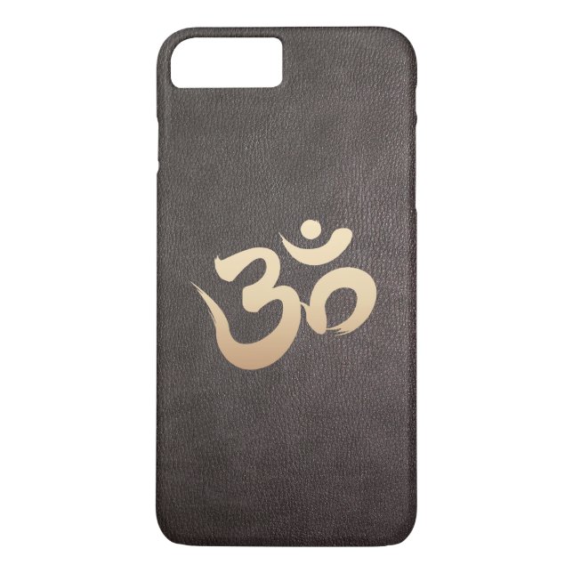 Gold Om Symbol Faux Leather Yoga Case-Mate iPhone Case (Back)